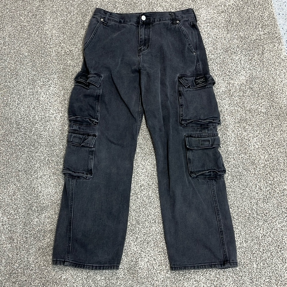 PACSUN Baggy Black Jean Cargo Pants Women’s Size 30x30
